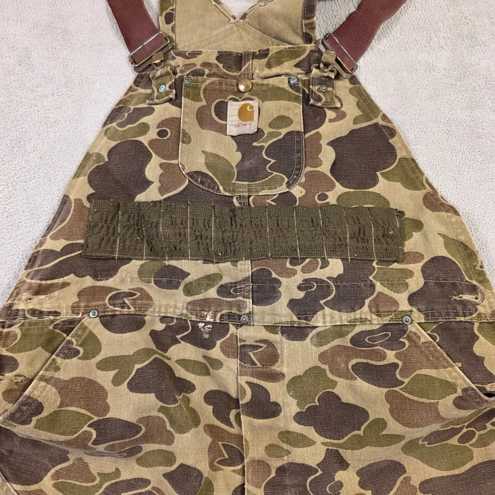 Carhartt Overalls Men 42x28 Camo Duck Canvas Distressed Vintage Workwear Hunting